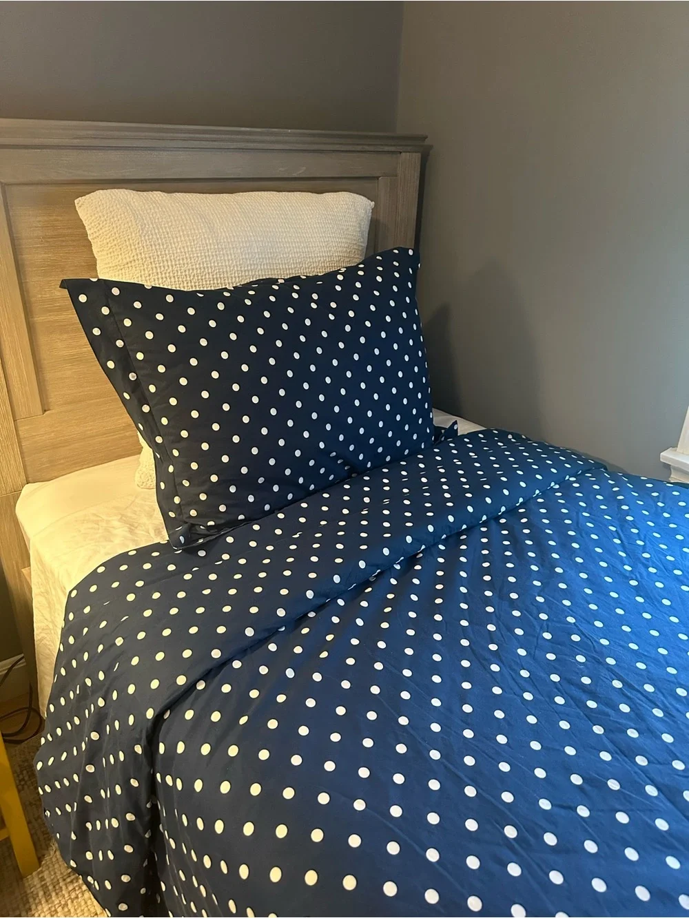 Pottery Barn Teen Twin Duvet Set - Classic Navy with White Dots